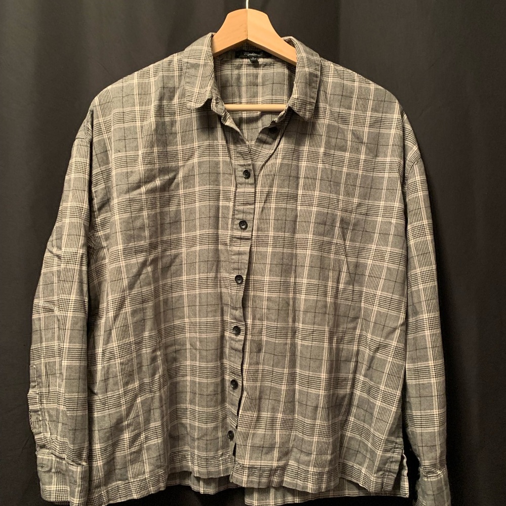 Madewell Gray Plaid Button Down Shirt